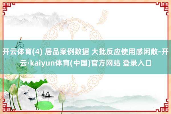 开云体育(4) 居品案例数据 大批反应使用感闲散-开云·kaiyun体育(中国)官方网站 登录入口