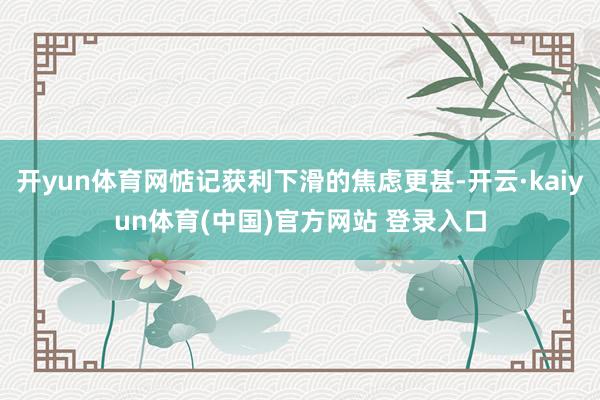 开yun体育网惦记获利下滑的焦虑更甚-开云·kaiyun体育(中国)官方网站 登录入口